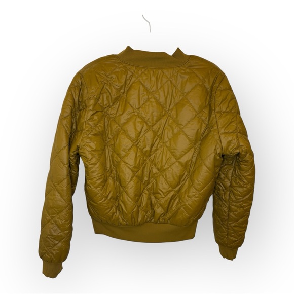 Offline by Aerie Mustard Quilted Bomber Jacket Cozy Sherpa Lined Medium - Picture 4 of 12